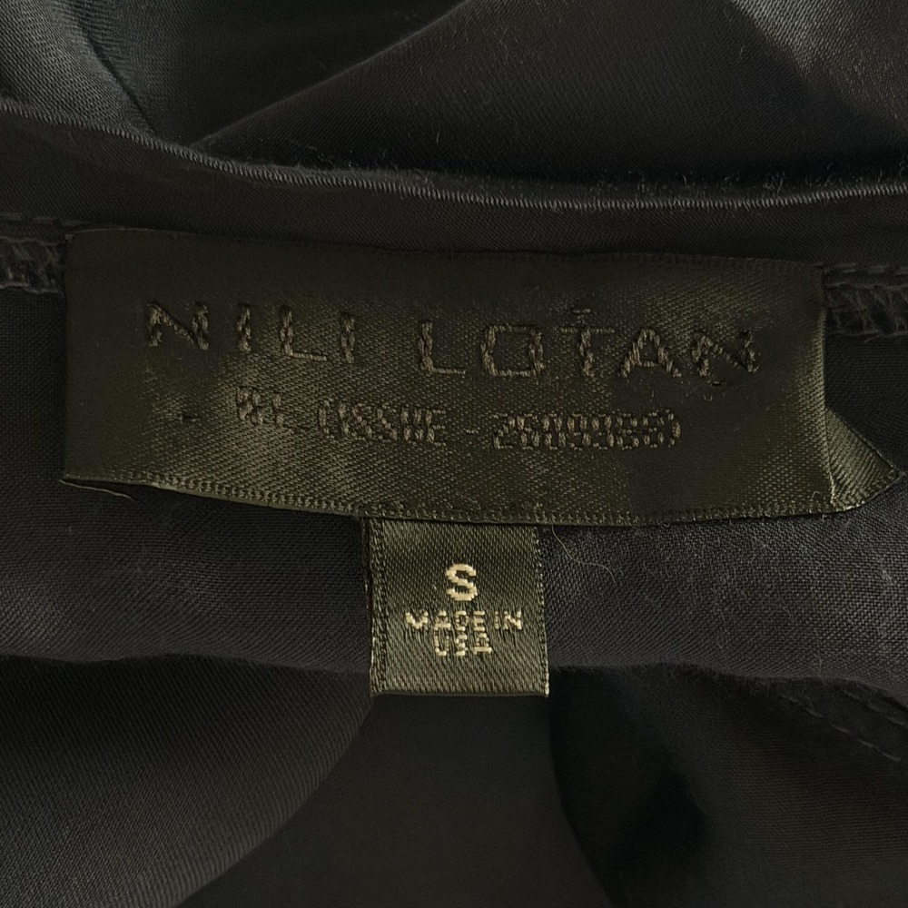 Nili Lotan Blouse Womens Small Navy Blue Rayon Boxy Relaxed Short Sleeve Top USA - Picture 16 of 16